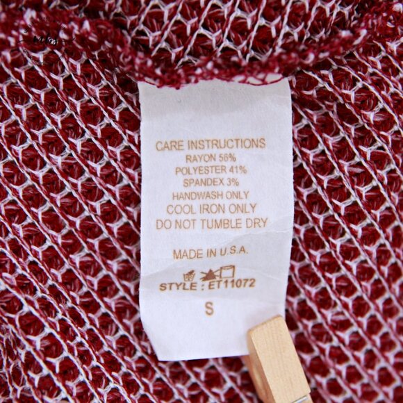 NWT Korye Cowl Neck Dolman Sleeves Oversized Sweater Burgundy White Women S - Picture 8 of 10